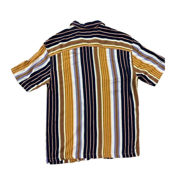 Pull&Bear Mens Multicolor Striped Collar Button Down Shirt sz M - Picture 4 of 10
